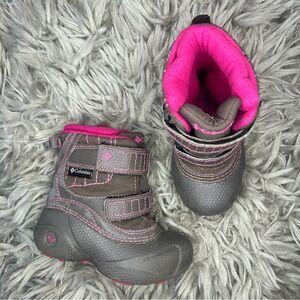 Columbia toddler brown & pink winter waterproof snow boots size 7